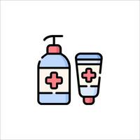 A bottle of hand sanitizer and a tube of hand cream vector