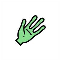 A hand with a green hand on it vector