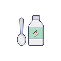 A bottle of medicine and spoon on a white background vector