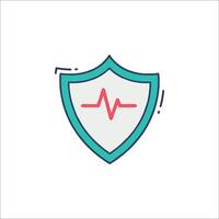 A shield with an ecg on it vector
