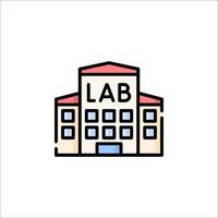 A lab building icon with a red roof vector