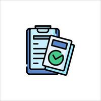 A clipboard with a check mark and a pen vector