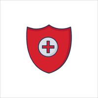 A red shield with a cross on it vector