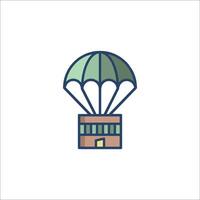 A parachute icon with a house on top vector