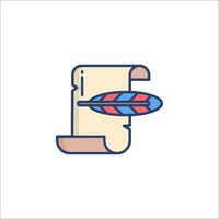 A scroll with a feather and a feather icon vector