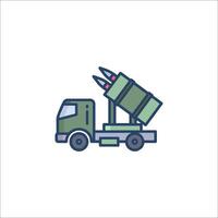 A green truck with a missile on top vector