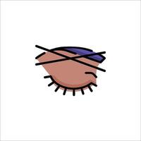 A cartoon eye with a black line on it vector