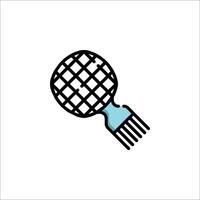 A tennis racket with a net icon vector