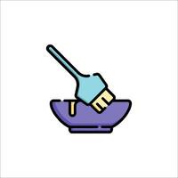 A spoon and fork in a bowl icon vector