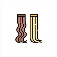 Two pasta noodles with a line drawing of a woman's hair vector