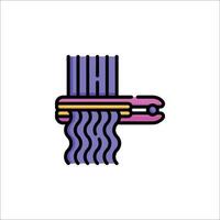 A purple and yellow line drawing of a hook vector