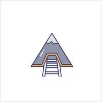 A mountain hut with a ladder and a ladder vector