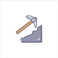 A hammer and a rock icon on a white background vector