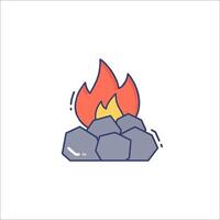 A fire with rocks and a flame icon vector