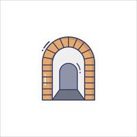 An illustration of a tunnel with an open door vector