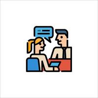 A man and woman are talking to each other in a meeting vector