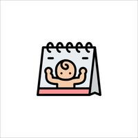 A baby in a calendar icon vector