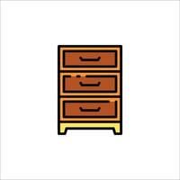 A wooden chest of drawers on a white background vector