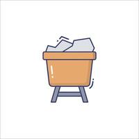 A bucket with a pile of rocks in it vector