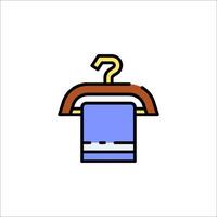 A blue and yellow hanger with a towel on it vector