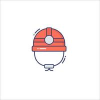A helmet icon with a red hat on it vector