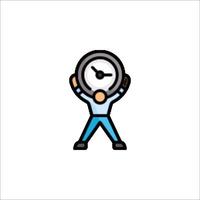 A man holding a clock icon in his hands vector