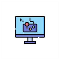A computer monitor with a game controller on it vector