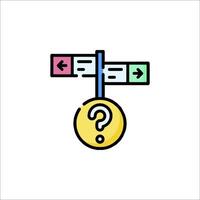 A question mark on a coin with arrows pointing to it vector