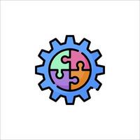 A colorful gearwheel with puzzle pieces inside vector
