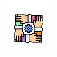 A group of hands holding a flower icon vector