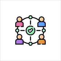 People in a circle with a check mark icon vector