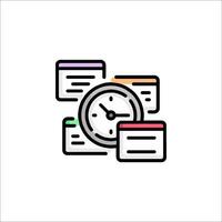 A clock and a stack of papers on a white background vector