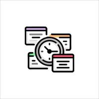 A clock and a stack of papers on a white background vector