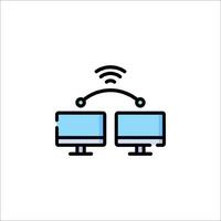 A computer monitor with a wifi symbol on it vector