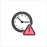 A clock and a red warning triangle on a white background vector