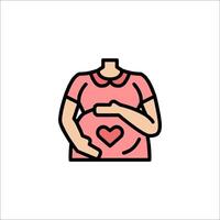 Pregnant woman with heart icon in line style vector