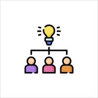 People in a hierarchy with a light bulb above them vector