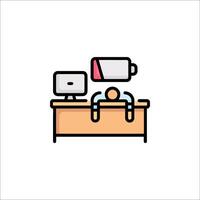 A man is sitting at a desk with a computer and a phone vector