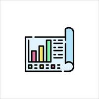 A line icon of a graph on a paper vector