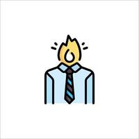 A man in a tie with a flame coming out of his neck vector