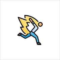 A man running with a lightning bolt on his back vector