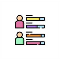 A colorful icon of people and a bar graph vector