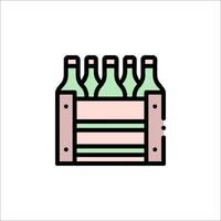 A wooden box with six bottles in it vector