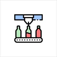 A line icon of bottles being filled into a machine vector