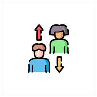 People with arrows pointing to them, one is pointing to the other vector