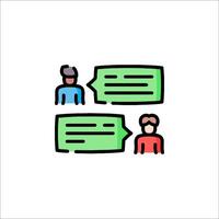 Two people talking to each other in speech bubbles vector