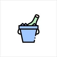 A bottle of champagne in a bucket with ice vector