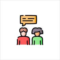 Two people talking with speech bubbles above them vector