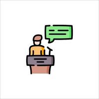 Speaker at podium with speech bubble illustration vector