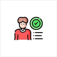 A man with a green check mark on his forehead vector